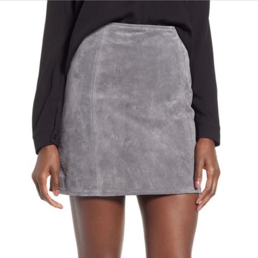 EUC Blank NYC Grey Stitched Suede Miniskirt- Size 27